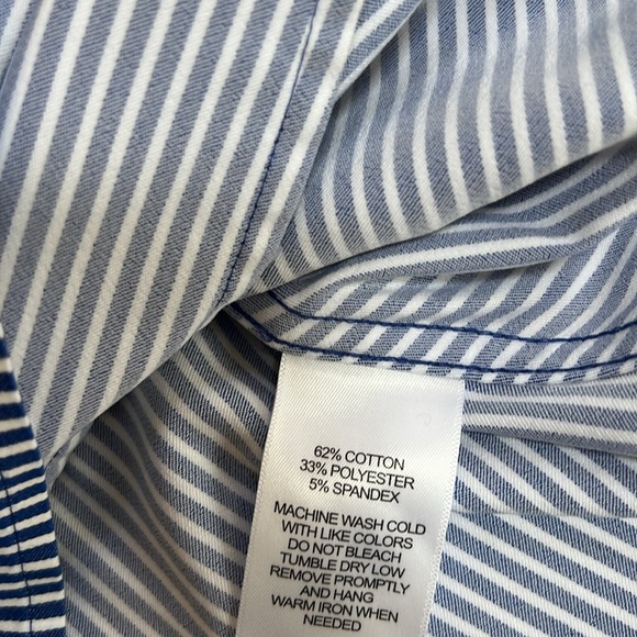 New! Foxcroft NYC plus size 22W blue striped front button non iron shirt. - Picture 9 of 10